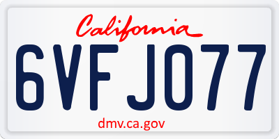 CA license plate 6VFJ077