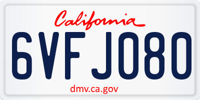 CA license plate 6VFJ080