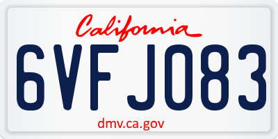 CA license plate 6VFJ083