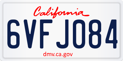 CA license plate 6VFJ084