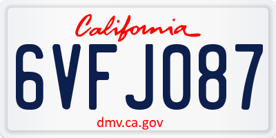 CA license plate 6VFJ087