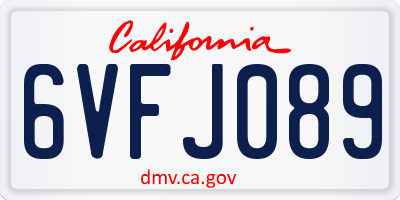 CA license plate 6VFJ089