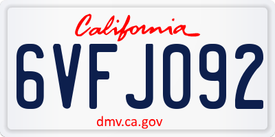 CA license plate 6VFJ092