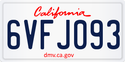 CA license plate 6VFJ093