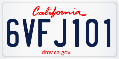 CA license plate 6VFJ101