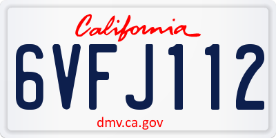 CA license plate 6VFJ112