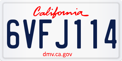CA license plate 6VFJ114