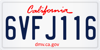 CA license plate 6VFJ116