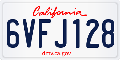 CA license plate 6VFJ128