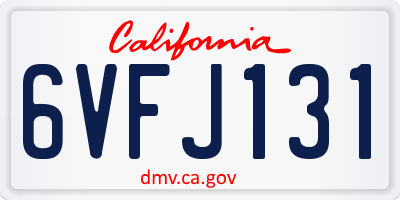 CA license plate 6VFJ131