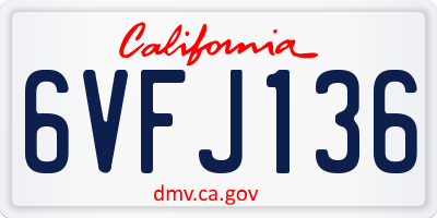CA license plate 6VFJ136