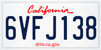 CA license plate 6VFJ138
