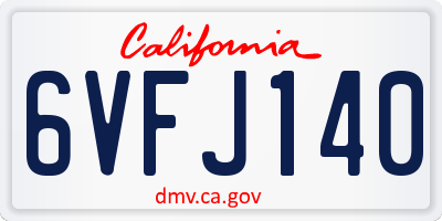 CA license plate 6VFJ140