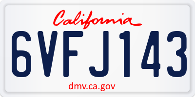 CA license plate 6VFJ143