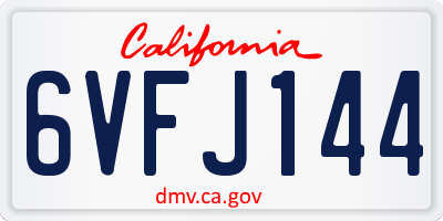 CA license plate 6VFJ144