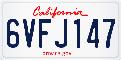 CA license plate 6VFJ147