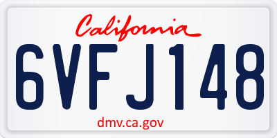 CA license plate 6VFJ148