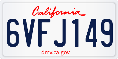 CA license plate 6VFJ149