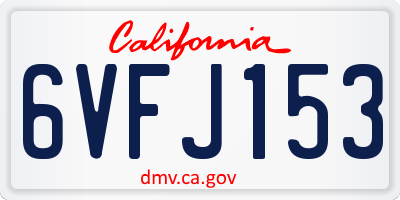 CA license plate 6VFJ153