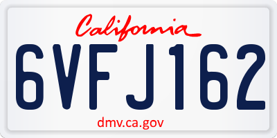 CA license plate 6VFJ162