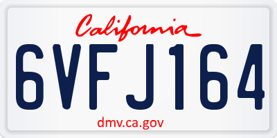 CA license plate 6VFJ164