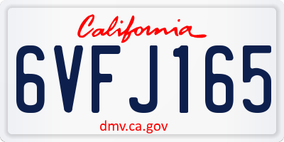 CA license plate 6VFJ165