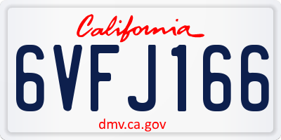 CA license plate 6VFJ166