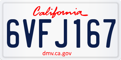 CA license plate 6VFJ167