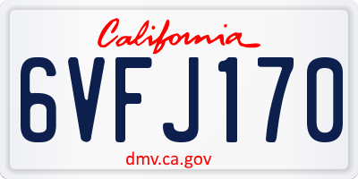 CA license plate 6VFJ170