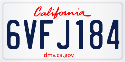 CA license plate 6VFJ184
