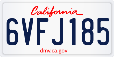 CA license plate 6VFJ185