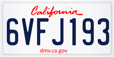 CA license plate 6VFJ193