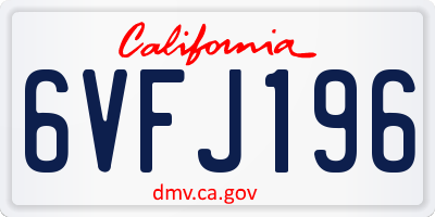 CA license plate 6VFJ196