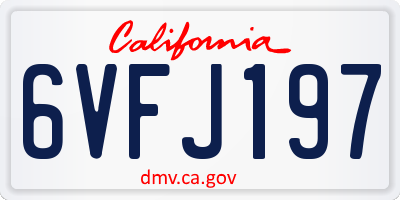 CA license plate 6VFJ197