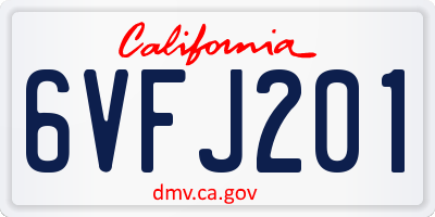 CA license plate 6VFJ201