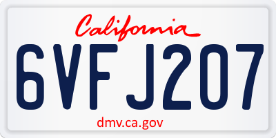 CA license plate 6VFJ207