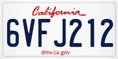 CA license plate 6VFJ212
