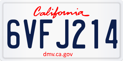 CA license plate 6VFJ214