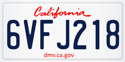 CA license plate 6VFJ218