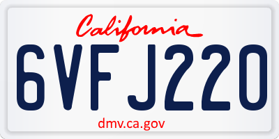 CA license plate 6VFJ220