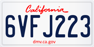 CA license plate 6VFJ223