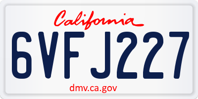 CA license plate 6VFJ227
