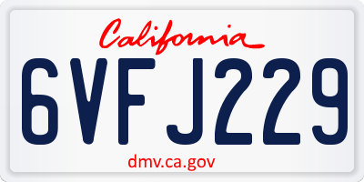 CA license plate 6VFJ229