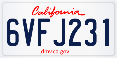 CA license plate 6VFJ231