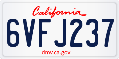 CA license plate 6VFJ237