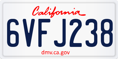 CA license plate 6VFJ238