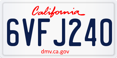 CA license plate 6VFJ240