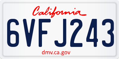 CA license plate 6VFJ243