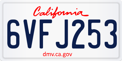 CA license plate 6VFJ253
