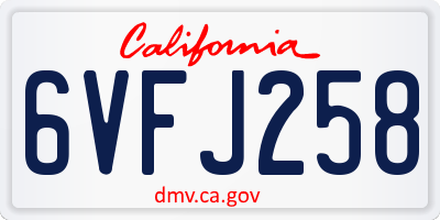 CA license plate 6VFJ258